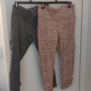 Xersion Gray and Pink Leggings Set Size Large 7/8 Length